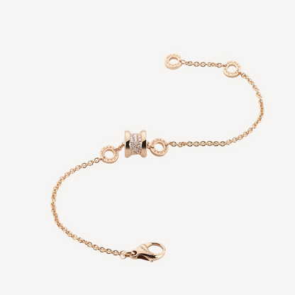 [Glow Jewelry]ZERO 1 SOFT PINK GOLD WITH PAVED DIAMONDS ON THE SPIRAL BRACELET