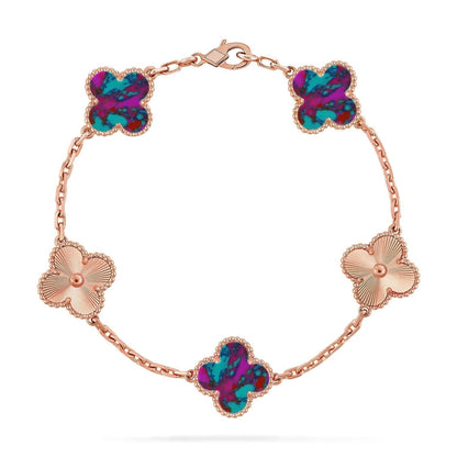 [Glow Jewelry]CLOVER 5 MOTIF COLOR GEMSTONES BRACELET COLLECTION
