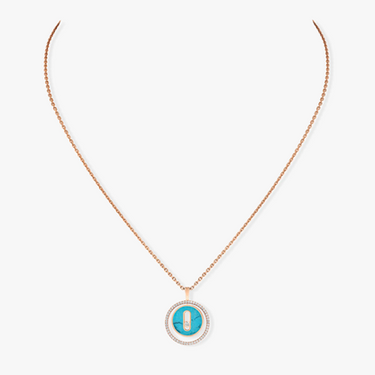 [Glow Jewelry]LUCKY MOVE 1 DIAMOND TURQUOISE PINK GOLD DIAMOND NECKLACE