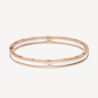 [Glow Jewelry]ZERO 1 PINK GOLD WITH WHITE CERAMIC BRACELET