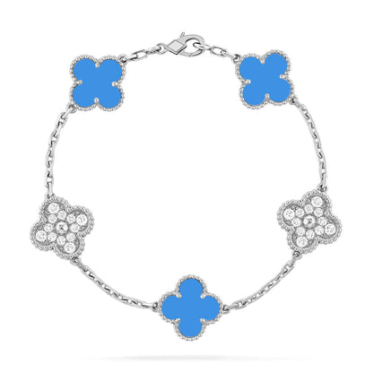 [Glow Jewelry]New CLOVER 5 MOTIF BLUE AGATE BRACELET COLLECTION