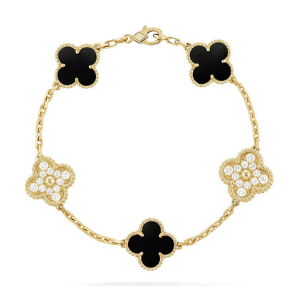 [Glow Jewelry] CLOVER 5 MOTIF ONYXS BRACELET COLLECTION