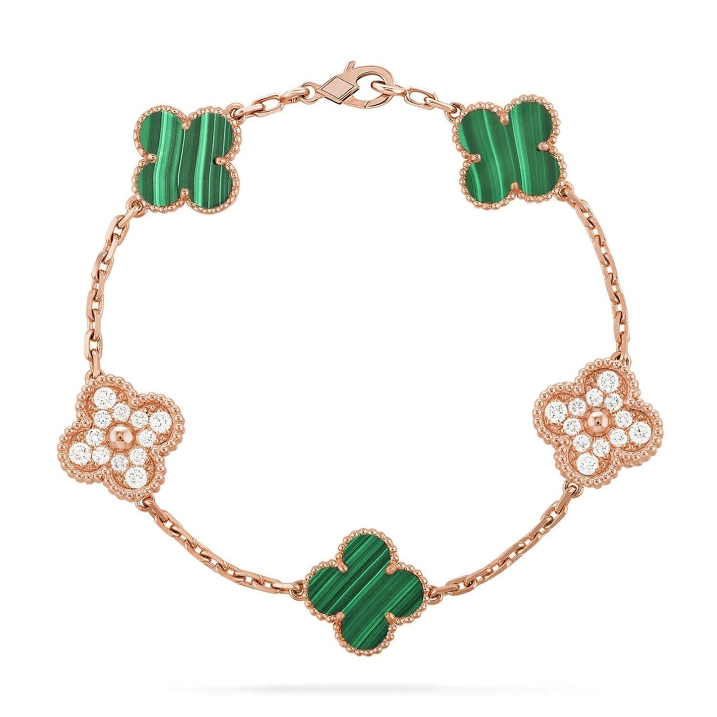 [Glow Jewelry] CLOVER 5 MOTIF MALACHITE BRACELET COLLECTION