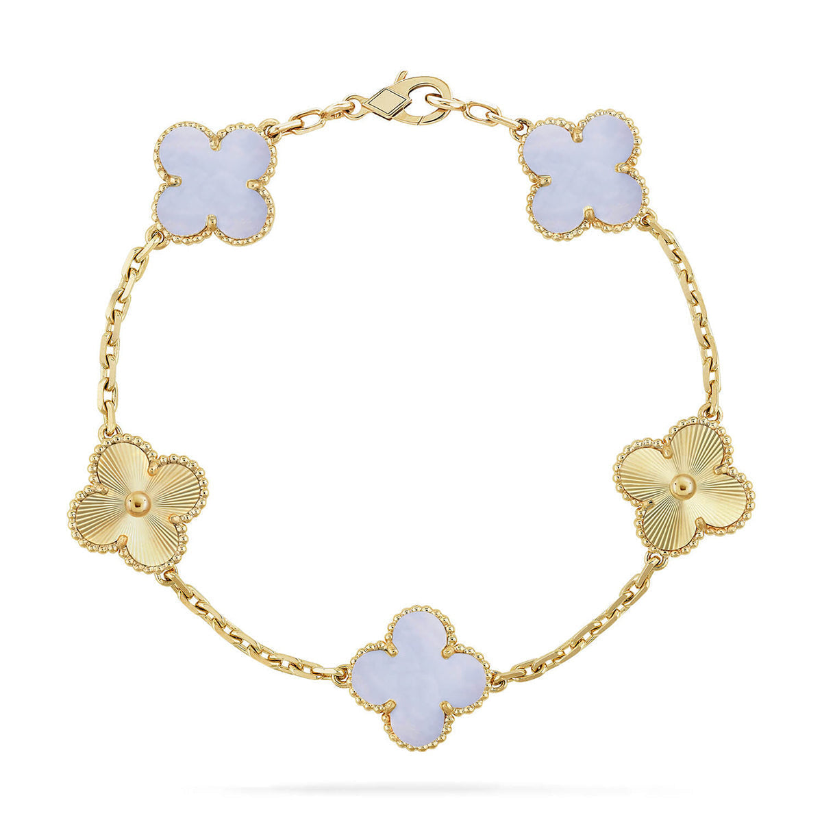 [Glow Jewelry] CLOVER 5 MOTIF PURPLE CHALCEDONY BRACELET COLLECTION