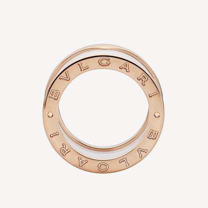 [Glow Jewelry]ZERO 1 FOUR-BAND LOOPS AND WHITE CERAMIC SPIRAL PINK GOLD RING
