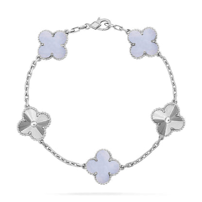 [Glow Jewelry]New  CLOVER 5 MOTIF PURPLE CHALCEDONY BRACELET COLLECTION