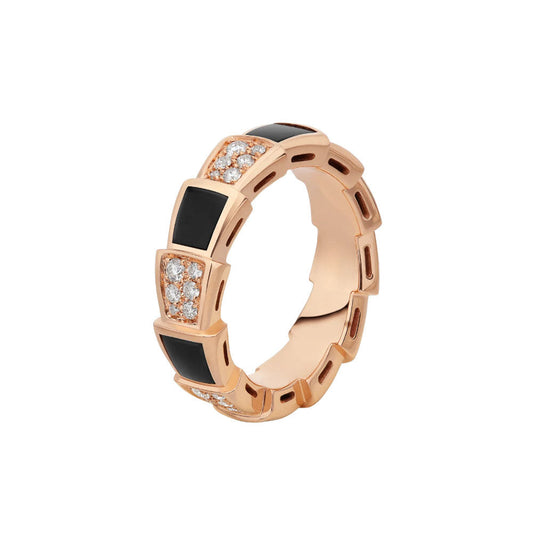 [Glow Jewelry]SERPENTI RING PINK GOLD BLACK MOP DIAMOND PAVED 4MM
