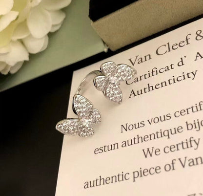 ¡®Glow Jewelry¡¯TWIN SILVER BUTTERFLY DIAMOND RING