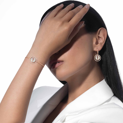 [Glow Jewelry]LUCKY MOVE WHITE MOTHER OF PEARL PINK GOLD DIAMOND BRACELET