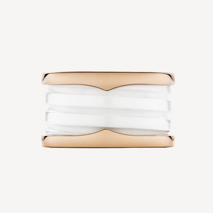 [Glow Jewelry]ZERO 1 FOUR-BAND LOOPS AND WHITE CERAMIC SPIRAL PINK GOLD RING