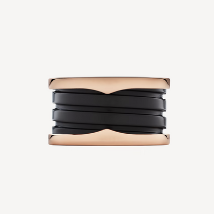 [Glow Jewelry]ZERO 1 FOUR-BAND LOOPS AND BLACK CERAMIC SPIRAL PINK GOLD RING