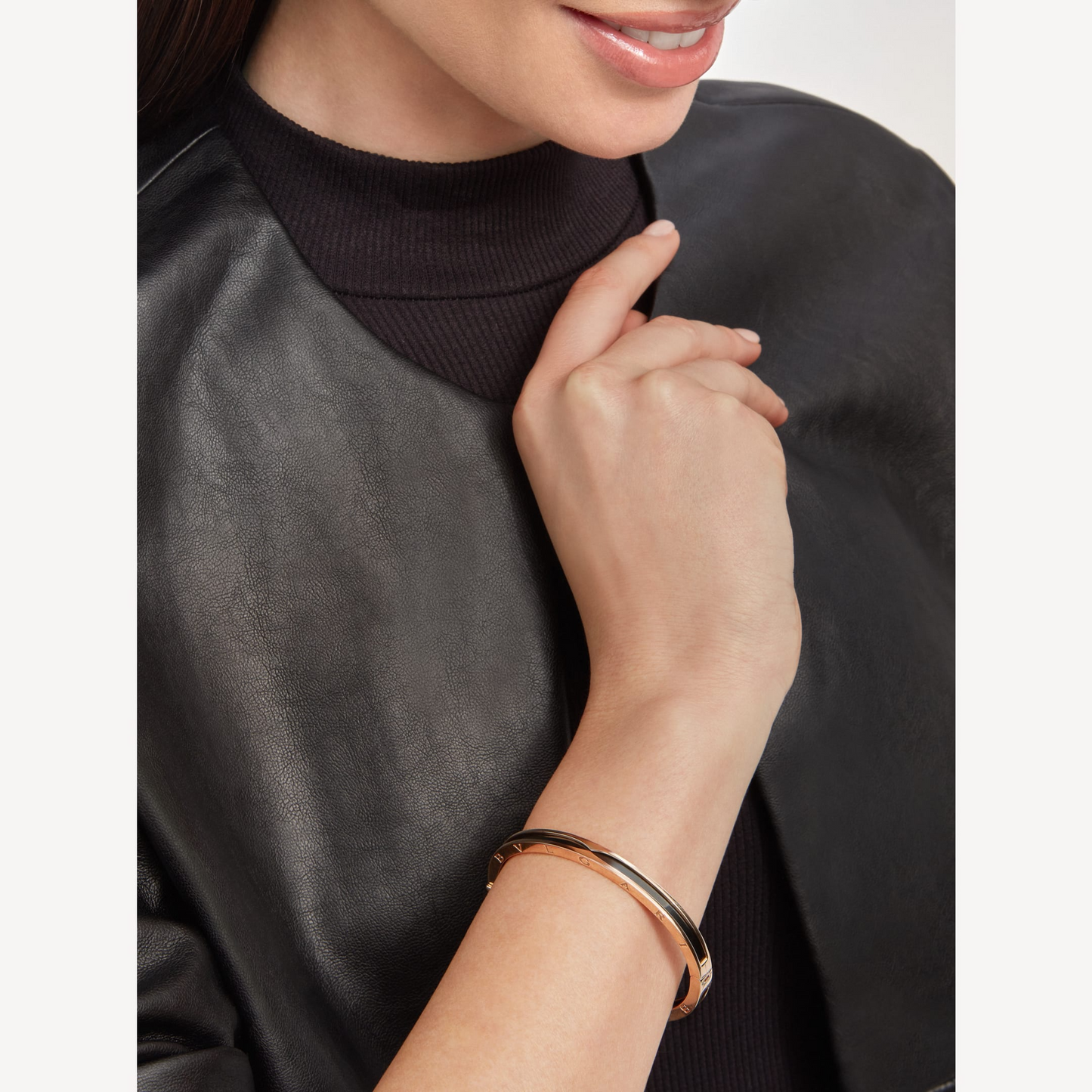 [Glow Jewelry]ZERO 1 PINK GOLD WITH BLACK CERAMIC BRACELET
