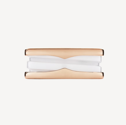 [Glow Jewelry]ZERO 1 TWO-BAND LOOPS AND WHITE CERAMIC SPIRAL PINK GOLD RING
