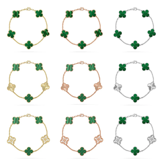 [Glow Jewelry] CLOVER 5 MOTIF MALACHITE BRACELET COLLECTION
