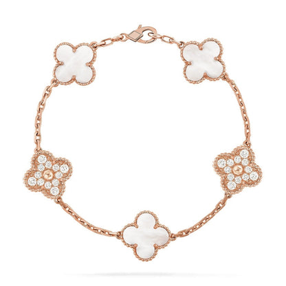 [Glow Jewelry]New CLOVER WHITE PEARL MOP 5 MOTIF BRACELET COLLECTION