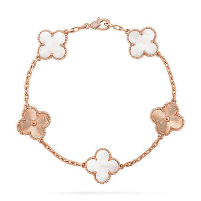 [Glow Jewelry]New CLOVER WHITE PEARL MOP 5 MOTIF BRACELET COLLECTION