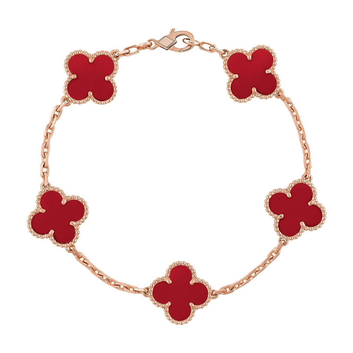 [Glow Jewelry]New  CLOVER 5 MOTIF RED CORNELIAN BRACELET COLLECTION