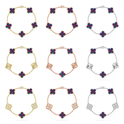 [Glow Jewelry]CLOVER 5 MOTIF COLOR GEMSTONES BRACELET COLLECTION