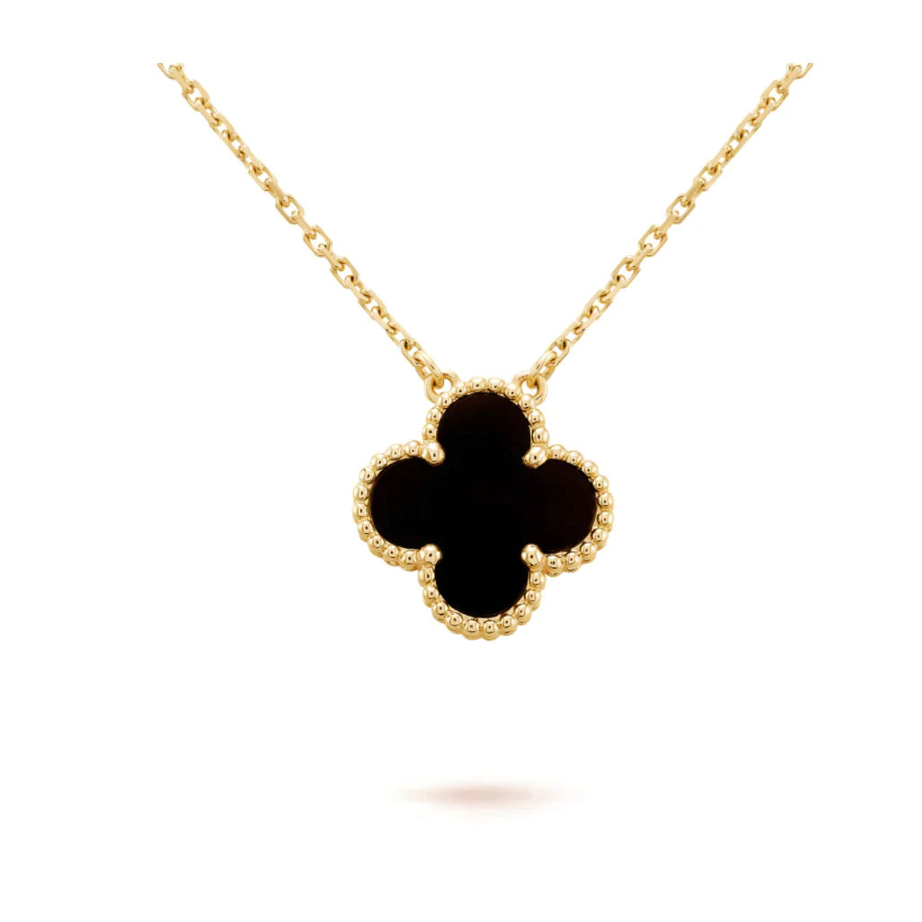 Glow Jewelry「CLOVER 15MM BLACK ONYX SINGLE FLOWER NECKLACE」