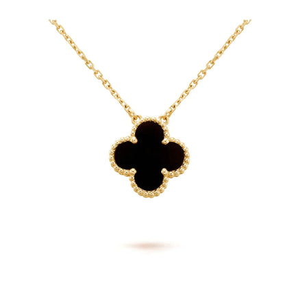Glow Jewelry「CLOVER 15MM BLACK ONYX SINGLE FLOWER NECKLACE」
