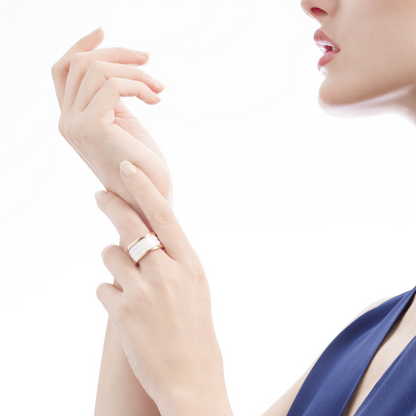 [Glow Jewelry]ZERO 1 FOUR-BAND LOOPS AND WHITE CERAMIC SPIRAL PINK GOLD RING