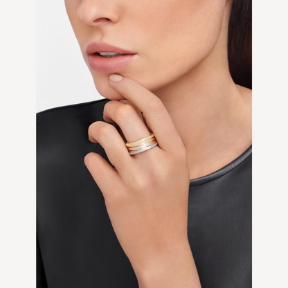 [Glow Jewelry]ZERO 1 THREE-BAND ROSE WHITE AND YELLOW RING