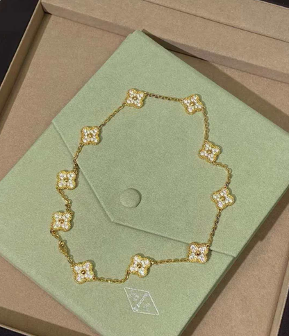 [Glow Jewelry Jewelry]CLOVER 10 MOTIFS  Gold Diamond  NECKLACE