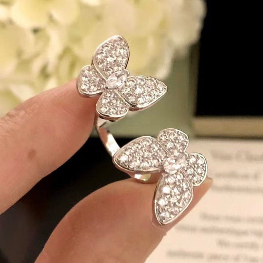 [Glow Jewelry]TWIN SILVER BUTTERFLY DIAMOND RING