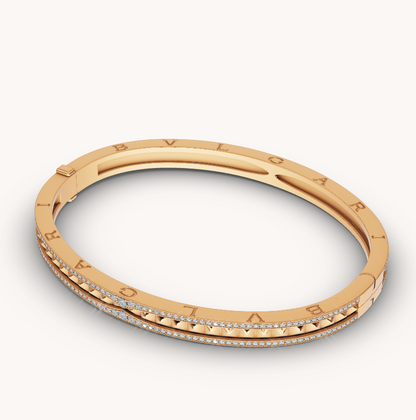 [Glow Jewelry]ZERO 1 SPIRAL AND PAVED DIAMOND GOLD BRACELET