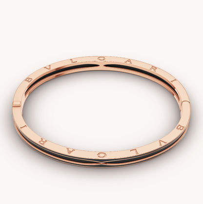[Glow Jewelry]ZERO 1 PINK GOLD WITH MATTE BLACK CERAMIC BRACELET