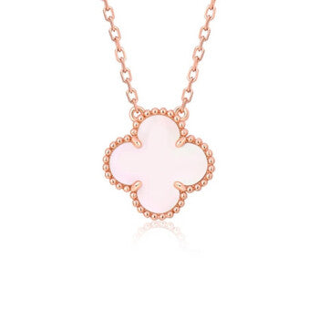 [Glow Jewelry]CLOVER 15MM PINK MOTHER-OF-PEARL SINGLE FLOWER NECKLACE