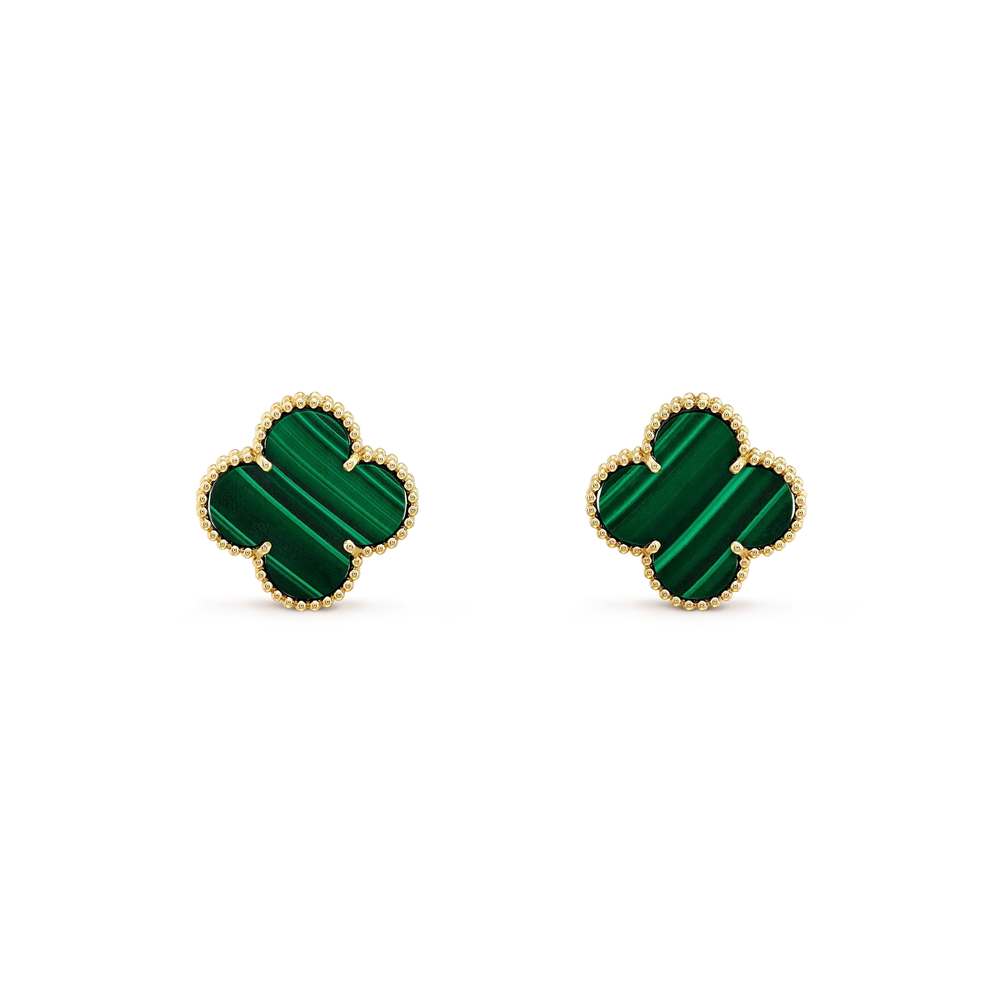 [Glow Jewelry]CLOVER MINI 9.5MM MALACHITE  EARRINGS