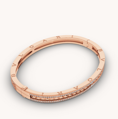 [Glow Jewelry]ZERO 1 SPIRAL AND PAVED DIAMOND PINK GOLD BRACELET