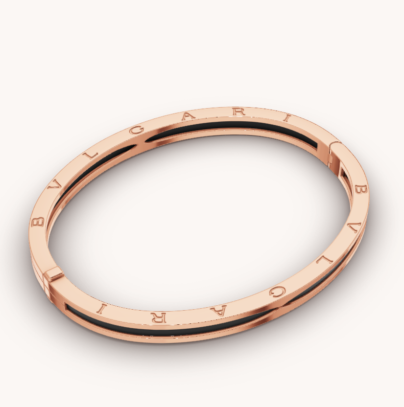[Glow Jewelry]ZERO 1 PINK GOLD WITH BLACK CERAMIC BRACELET