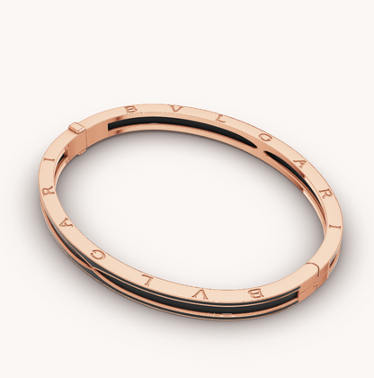 [Glow Jewelry]ZERO 1 PINK GOLD WITH MATTE BLACK CERAMIC BRACELET