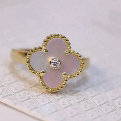 ¡®Glow Jewelry¡¯CLOVER PINK MOP RING GOLD DIAMOND