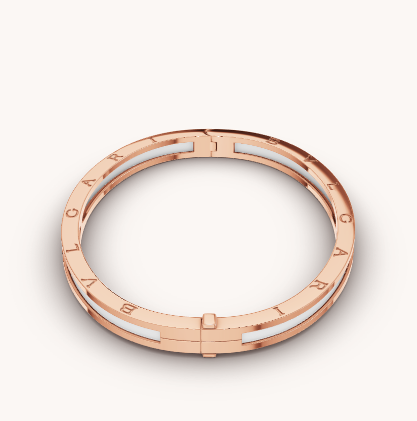 [Glow Jewelry]ZERO 1 PINK GOLD WITH WHITE CERAMIC BRACELET