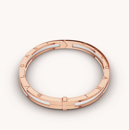 [Glow Jewelry]ZERO 1 PINK GOLD WITH WHITE CERAMIC BRACELET