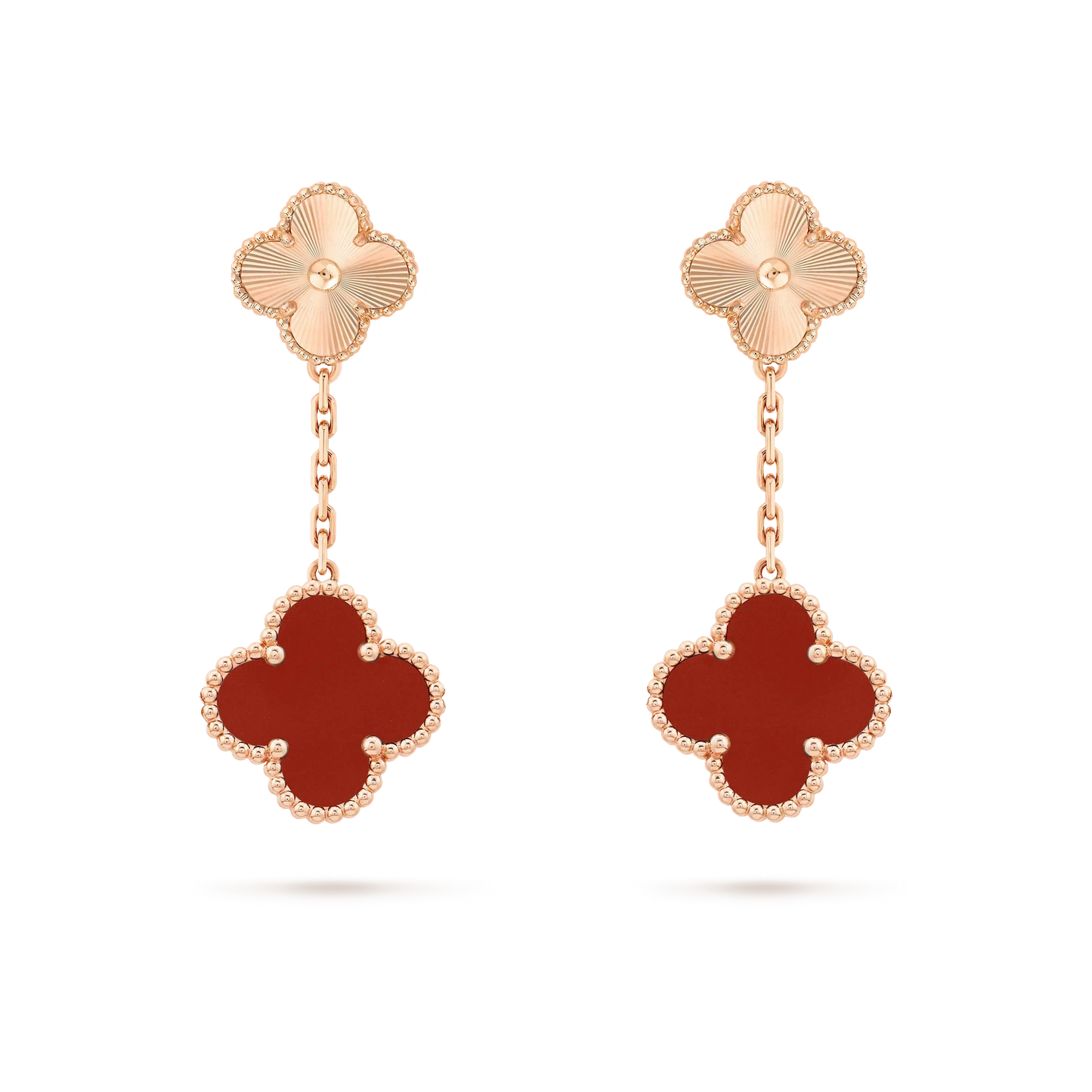 [Glow Jewelry]CLOVER 2 MOTIF  LASER CARNELIAN EARRINGS