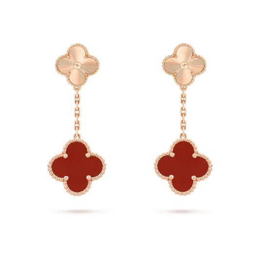 [Glow Jewelry]CLOVER 2 MOTIF  LASER CARNELIAN EARRINGS