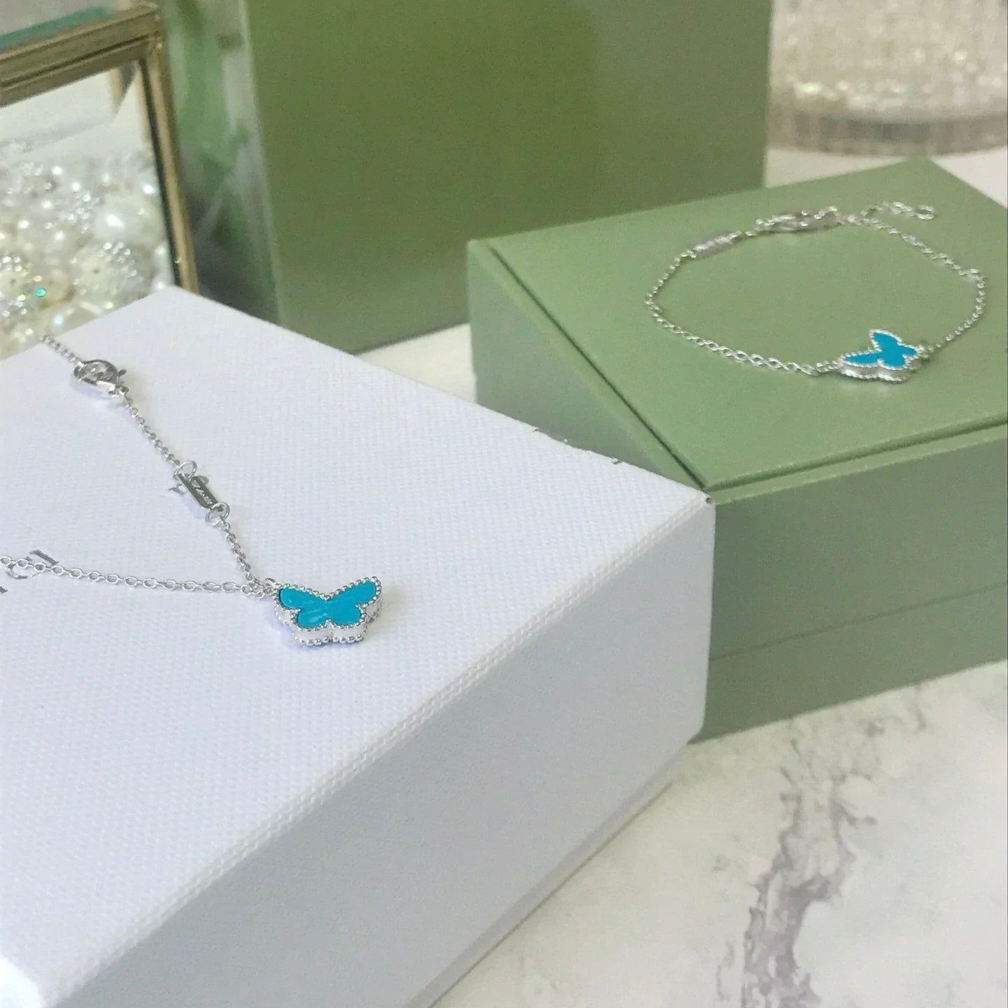 [Glow Jewelry]BUTTERFLY TURQUOISE BUTTERFLY BRACELET SILVER