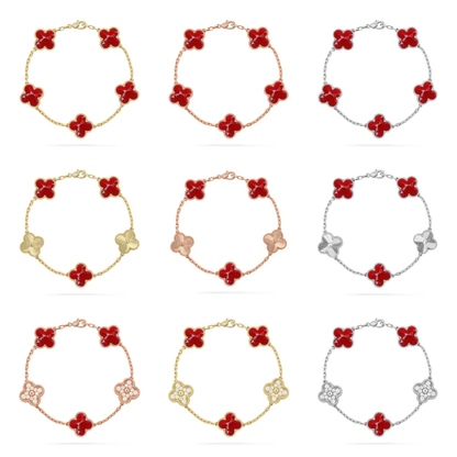 [Glow Jewelry]CLOVER 5 MOTIF RED PATTERN BRACELET COLLECTION