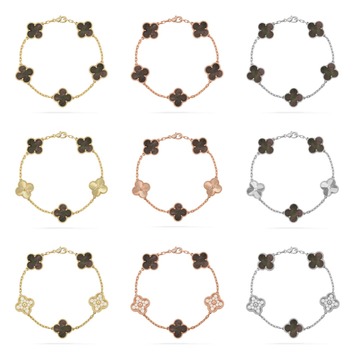 [Glow Jewelry]New CLOVER 5 MOTIF GRAY MOP BRACELET COLLECTION