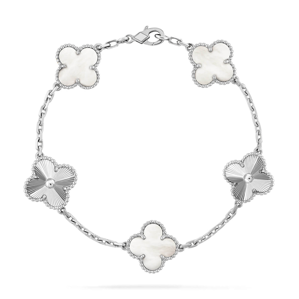 [Glow Jewelry]New CLOVER WHITE PEARL MOP 5 MOTIF BRACELET COLLECTION