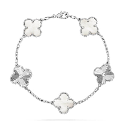 [Glow Jewelry]CLOVER WHITE PEARL MOP 5 MOTIF BRACELET COLLECTION