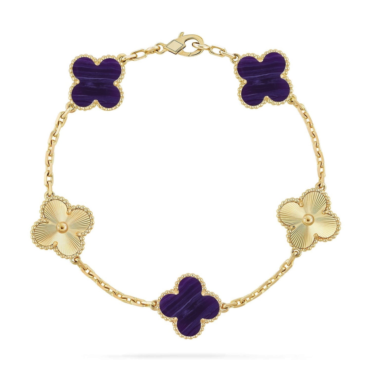 [Glow Jewelry]CLOVER 5 MOTIF PURPLE STRIPES BRACELET COLLECTION