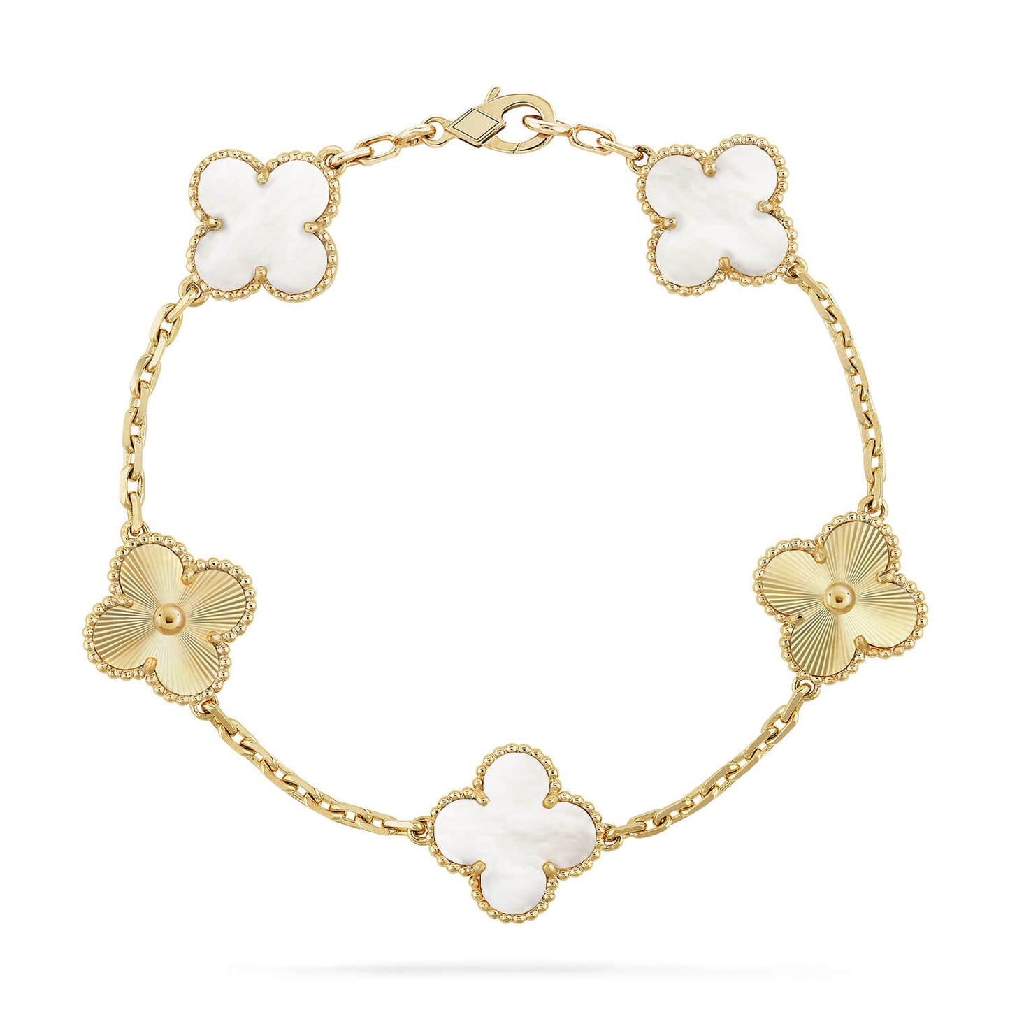 [Glow Jewelry]CLOVER WHITE PEARL MOP 5 MOTIF BRACELET COLLECTION