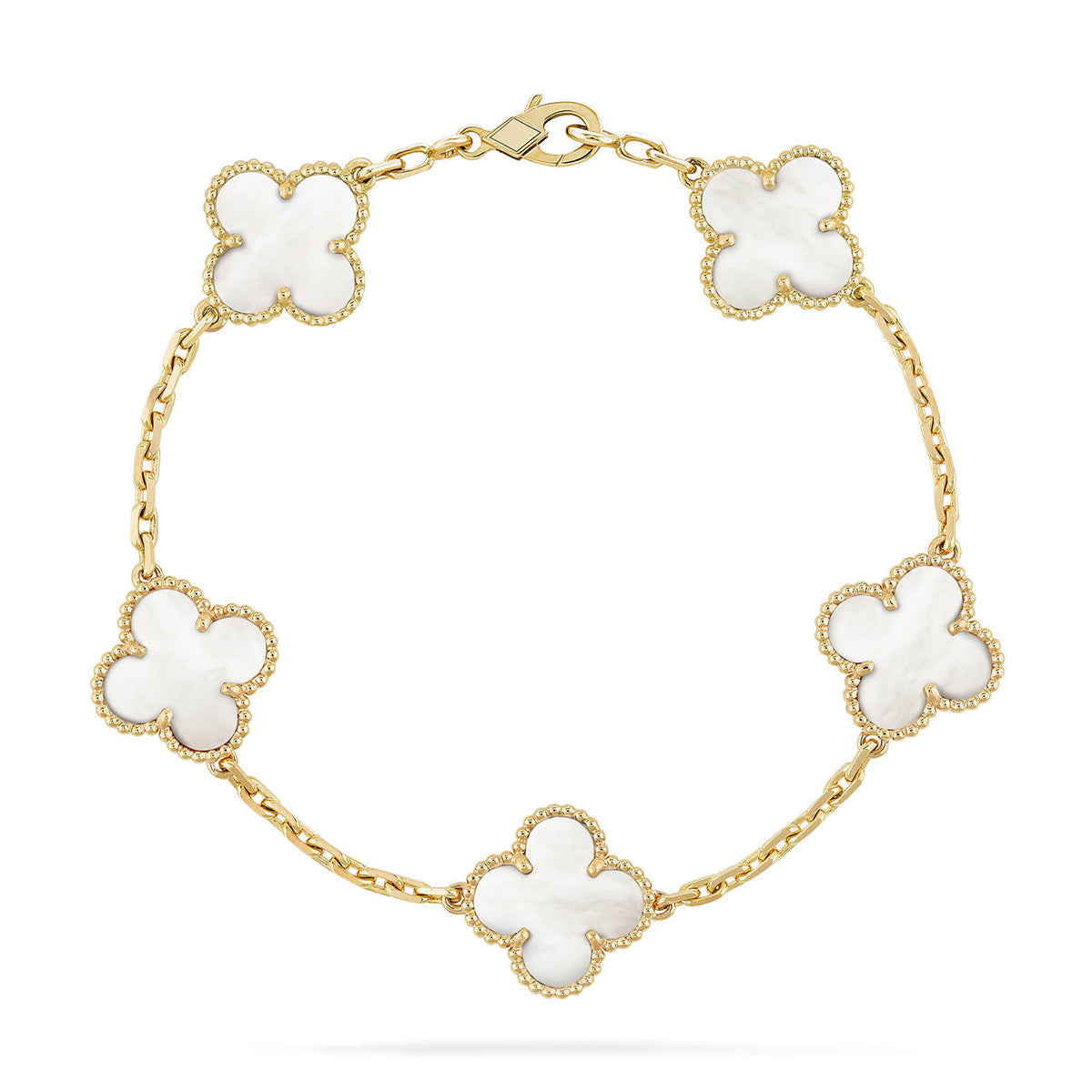 [Glow Jewelry]CLOVER WHITE PEARL MOP 5 MOTIF BRACELET COLLECTION
