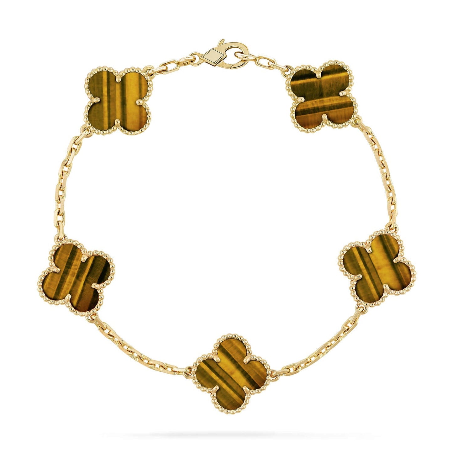 [Glow Jewelry]New  CLOVER 5 MOTIFS TIGER EYE BRACELET COLLECTION