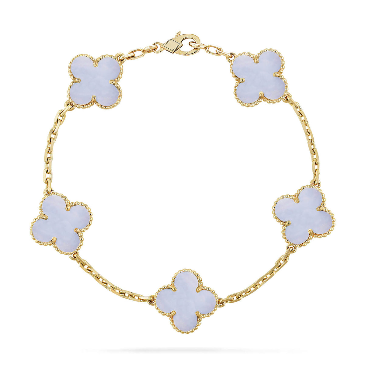 [Glow Jewelry]New  CLOVER 5 MOTIF PURPLE CHALCEDONY BRACELET COLLECTION